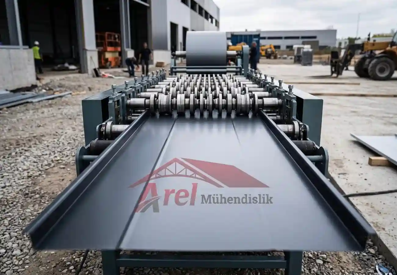 Şantiyede Mobil Roll-Form Kenet Çatı İmalatı